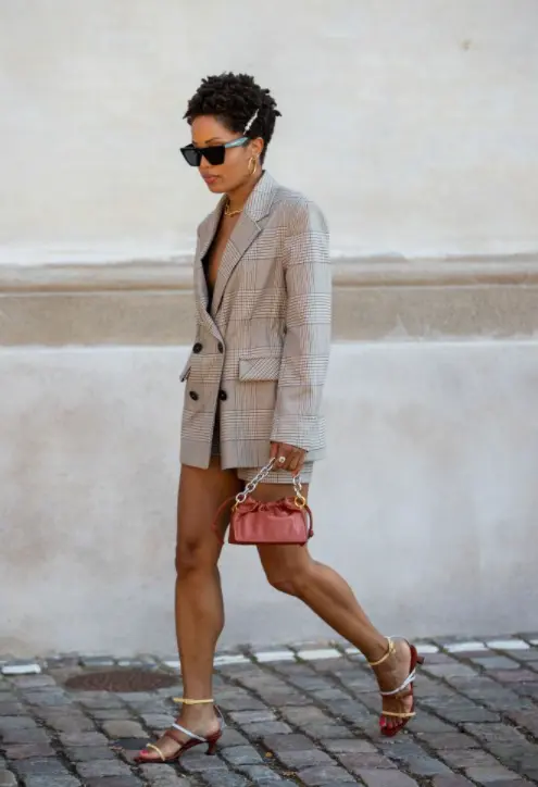 Conjunto paletó e short Príncipe de Gales