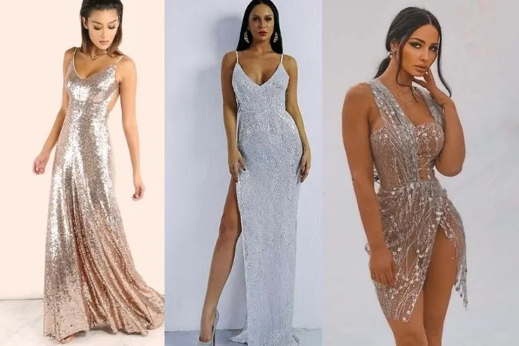 Vestidos rosé gold, prata e dourado também são tendência de ano novo