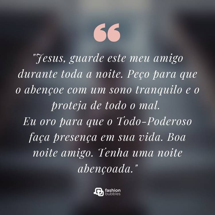 Foto com oração de boa noite escrita.