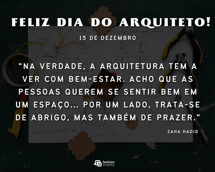 Foto com frase sobre arquitetos.