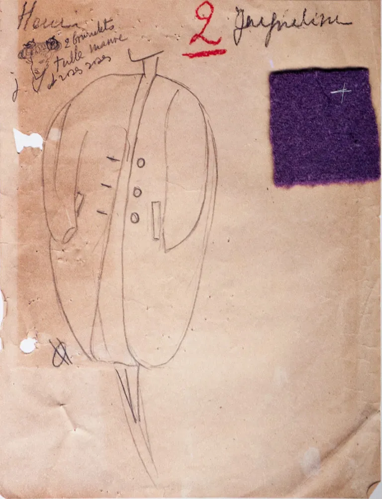 Croquis do Atelier de Balenciaga, Coleção Verão 1947, Pase Nª 2. 