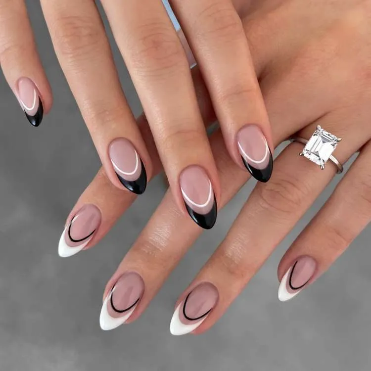 Nail art preto e branco