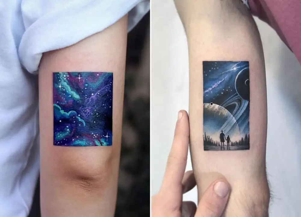 Tatuagem geométrica espacial em quadros