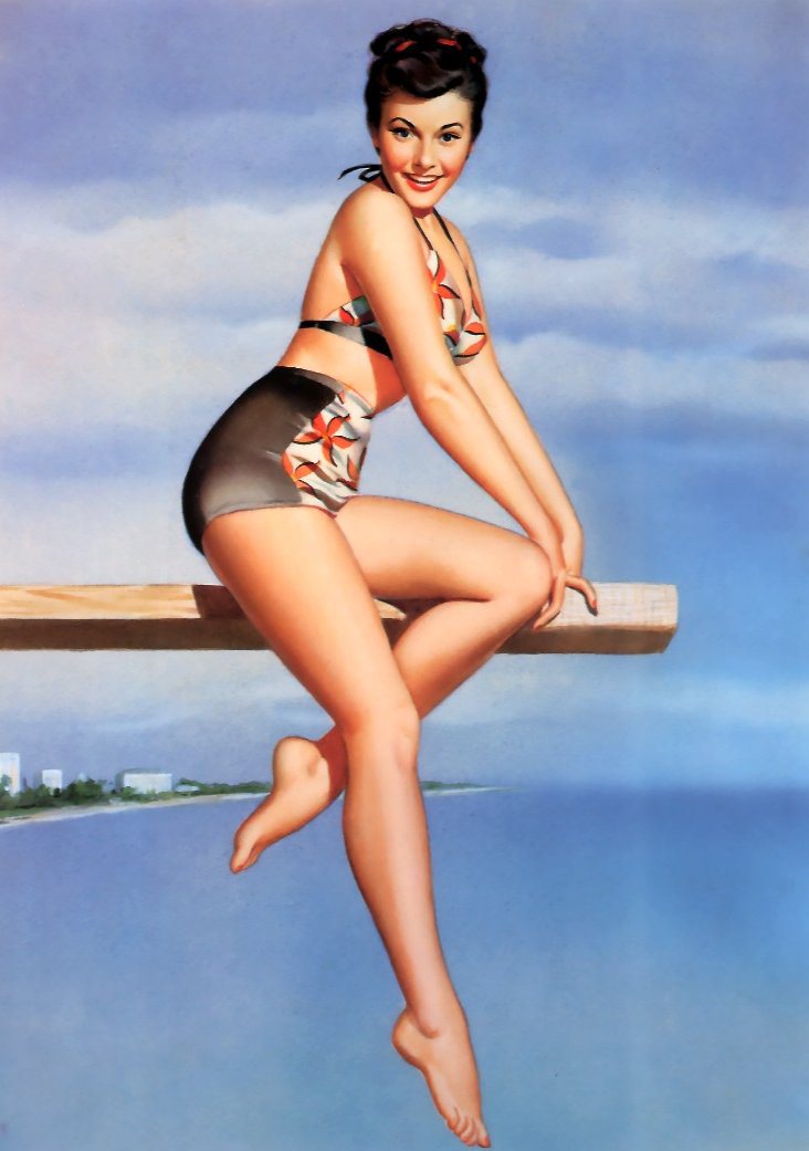 Ilustração de arte pin-up de Pearl Frush. 