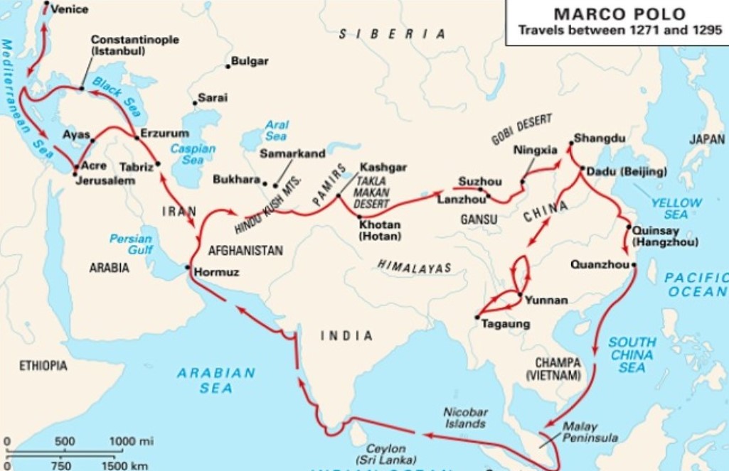 Roteiro da viagem de Marco Polo.