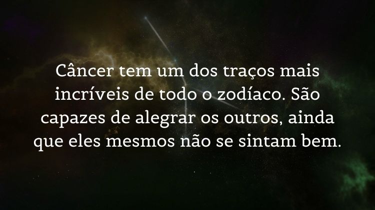 Frase de signo Câncer sobre foto de céu estrelado