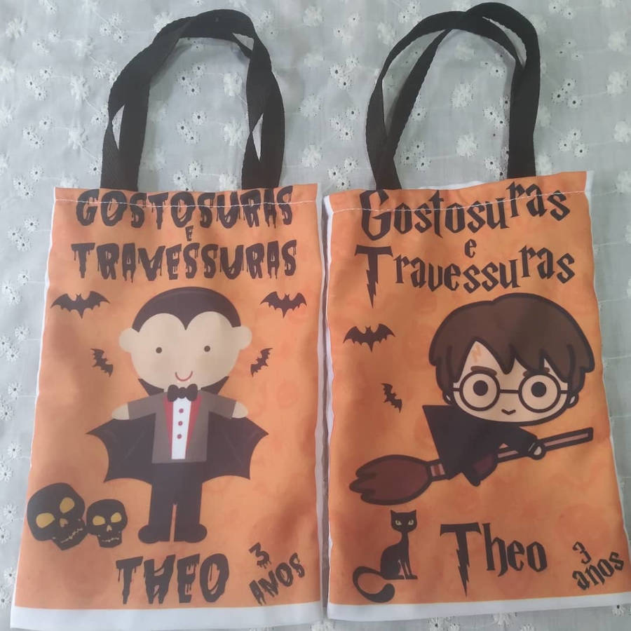 Sacola retornável de halloween.