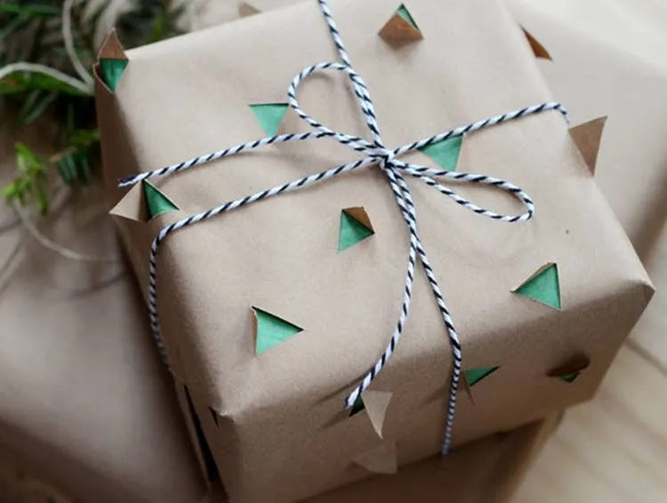 Foto de embrulho de presente de Natal.
