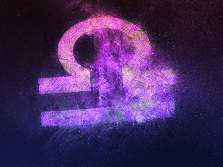 Ilustração de Universo com o símbolo do signo Libra