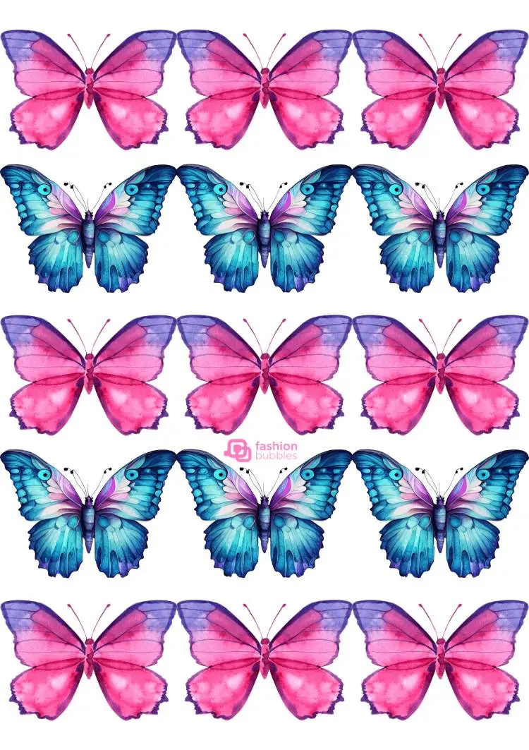 15 Borboletas pink e azuis para imprimir