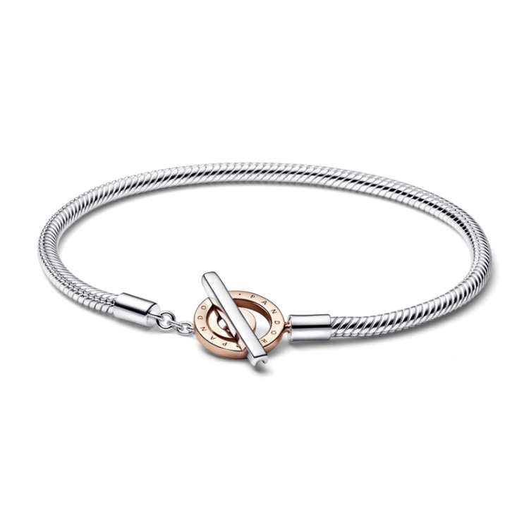 bracelete prata com fecho rose