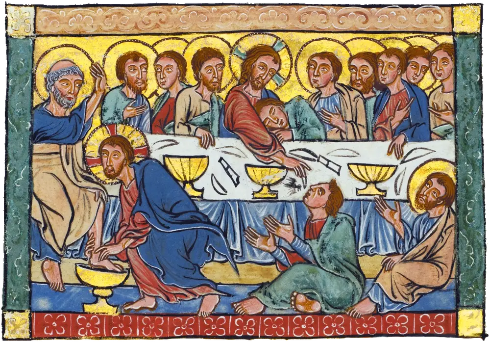 "A Última Ceia", pintura do século XIII. 