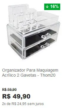 Amigo Secreto Diferente em 2017 12 variações de festas e dicas de presentes Print de organizador de maquiagem e joias em loja online, com informação sobre seu valor