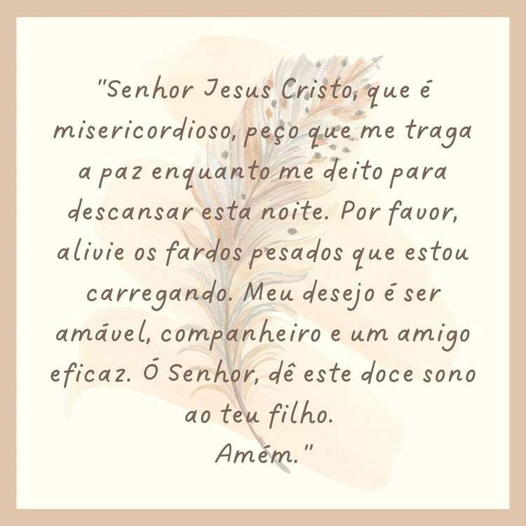 Foto com oração de boa noite escrita.