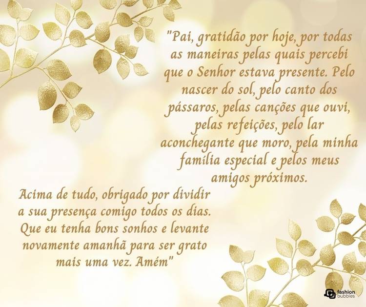 Foto com oração de boa noite escrita.