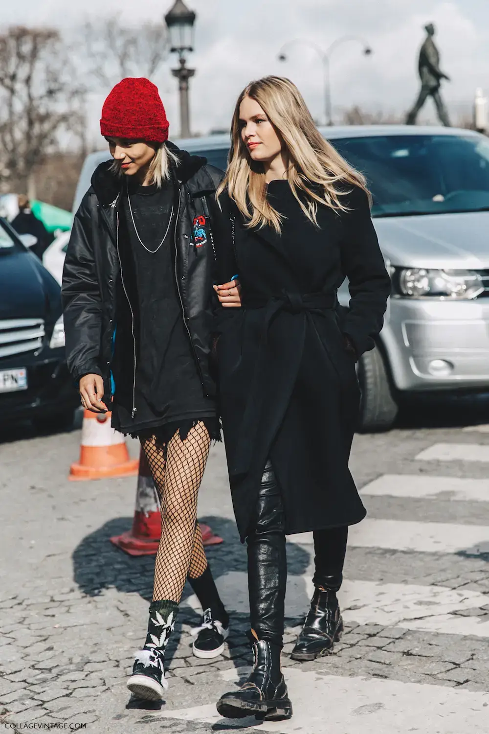 endência meia arrastão: street style Paris Fashion Week