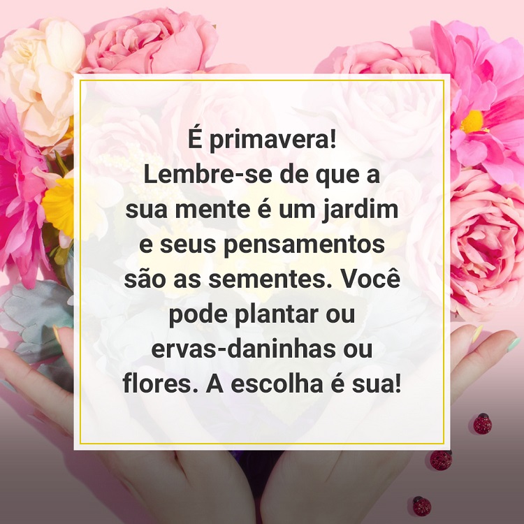 frase de primavera escrita em fundo florido