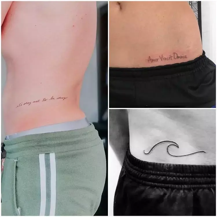 montagem com três fotos de tatuagem para cintura masculinas