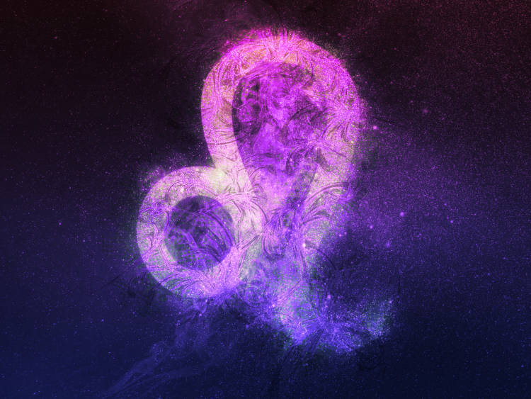 Ilustração de Universo com o símbolo do signo leão