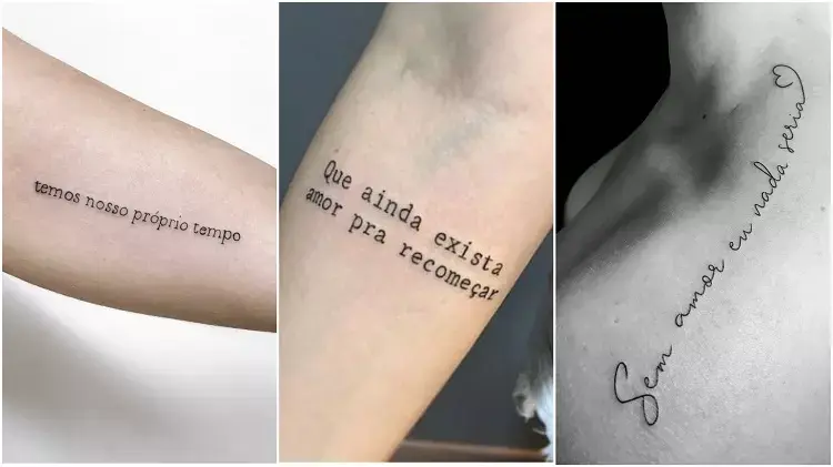 três tatuagens com letras de música