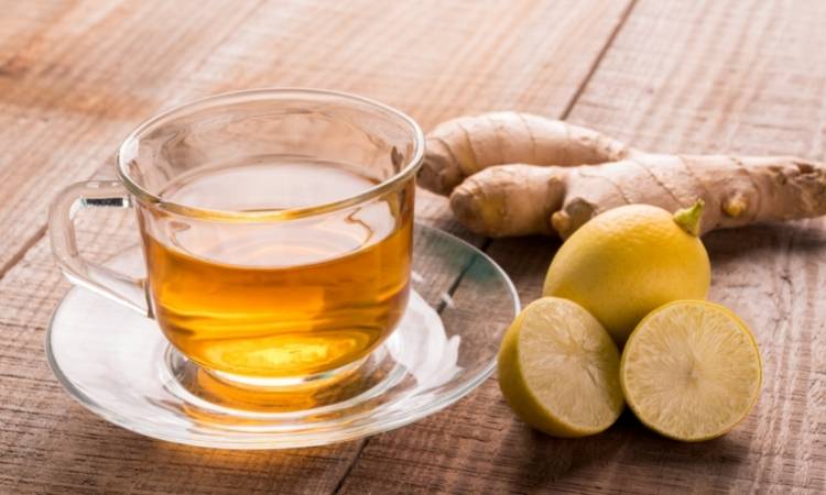Infusão de limão com gengibre.