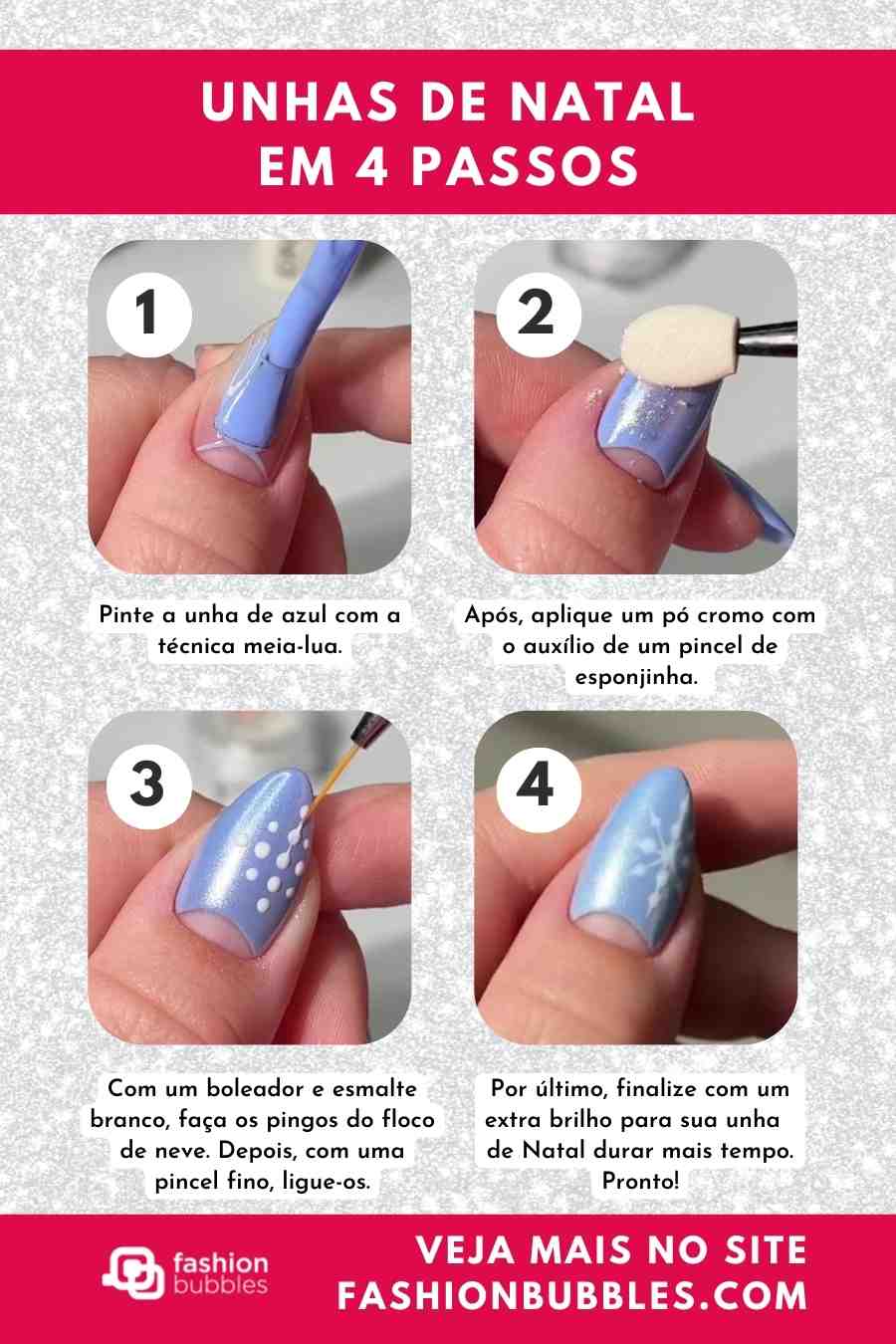 Como fazer floco de neve na unha para o Natal.