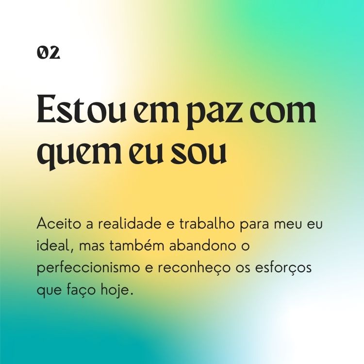 Fundo mesclado com as cores verde amarelo verde-água e branco com escrito Preto sobre a afirmações que sua alma precisa