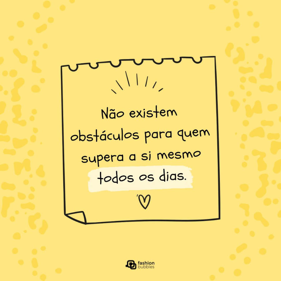 Ilustração de post-it amarelo com o fundo amarelo e uma frase de superação no meio
