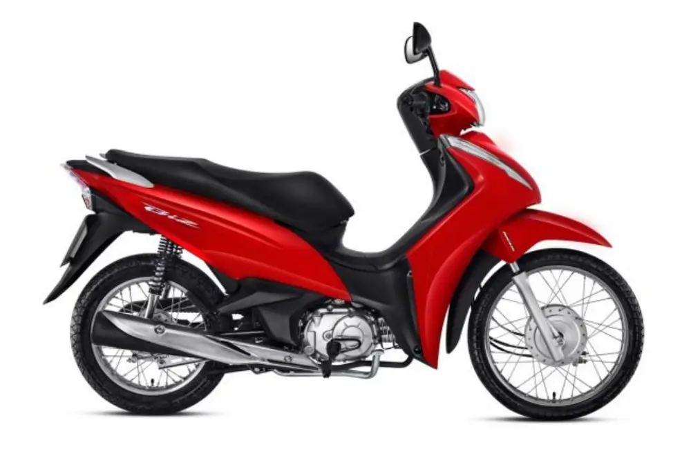 Imagem de uma Honda Biz 110i vermelha Imagem de uma Honda Biz 110i vermelha.