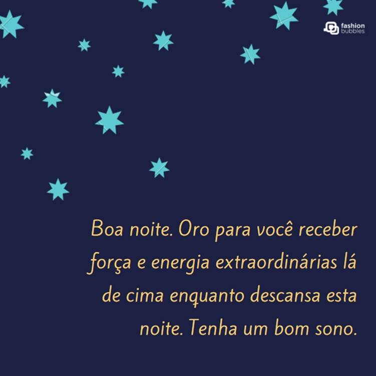 Foto com oração de boa noite escrita.