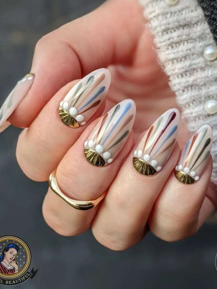 Opção de unhas com pérolas