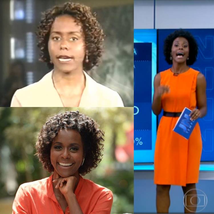 Montagem com trabalhos de Maju Coutinho na televisão.