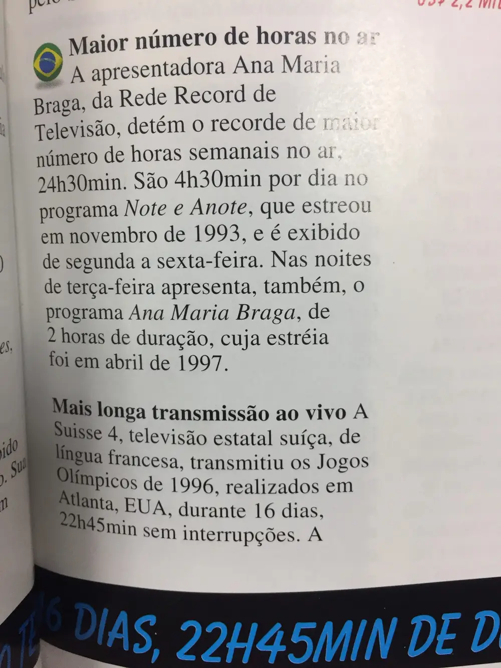 Apresentadora do Mais Você no Guiness Book