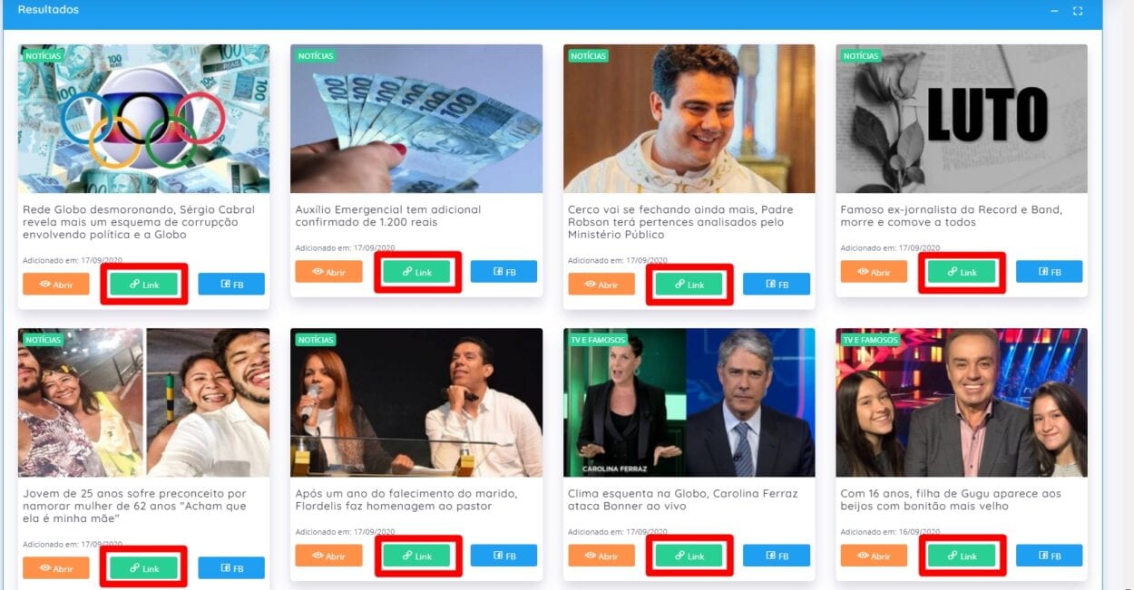 Print de plataforma digital, com o objetivo de mostrar como pegar o link