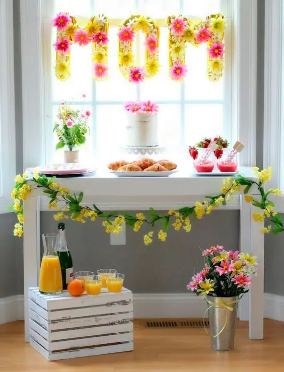 Painel decorado para brunch de Dia das Mães