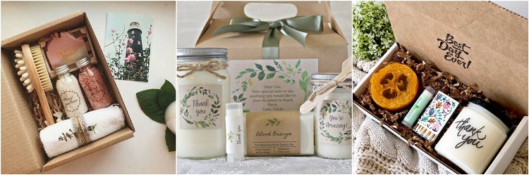 três caixas com produtos para fazer spa em casa