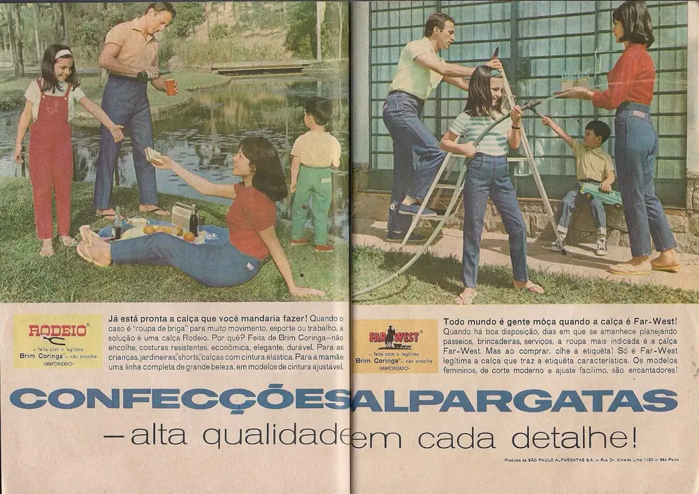 Publicidade calças jeans "Rodeio" e "Far-West" da Alpargatas. 