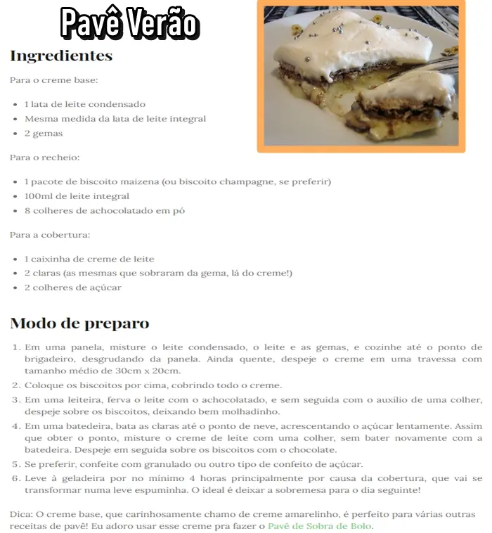 Opções de sobremesa para o Dia dos Namorados: Receita de Pavê Verão.