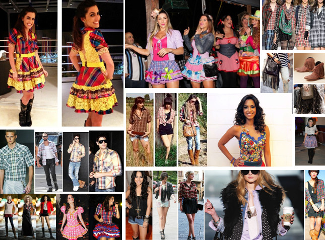 Montagem com diversos looks para festas de são João