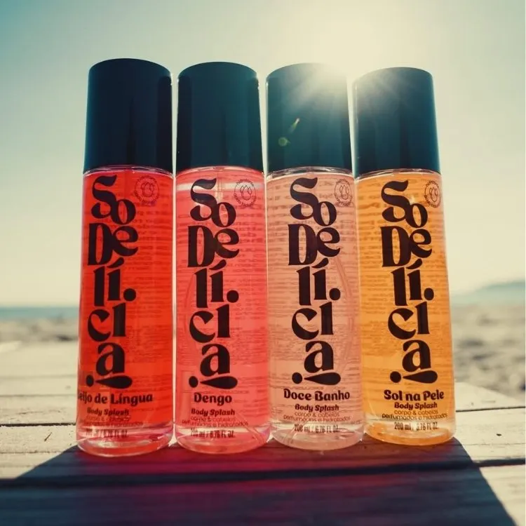 Linha de body splash So Delícia!, marca da Nude Code Beauty