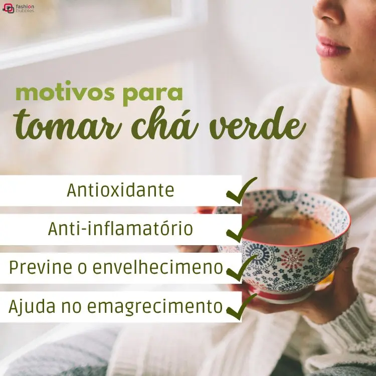montagem sobre os benefícios do chá verde