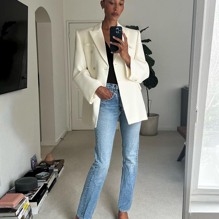 casaco tendência de inverno, modelo blazer branco