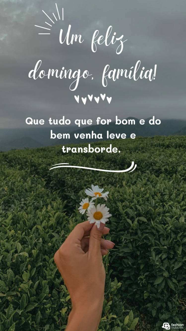 Cartão virtual com foto de mão de mulher segurando margarida e frase sobre tudo de bom