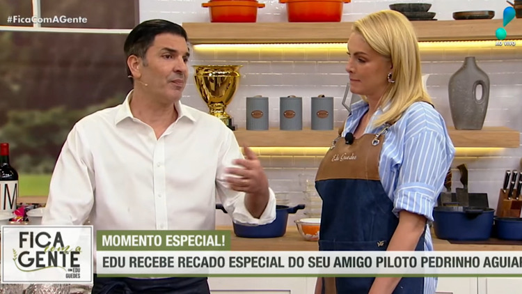 Edu Guedes volta a apresentar seu programa e recebe a visita de Ana Hickmann.