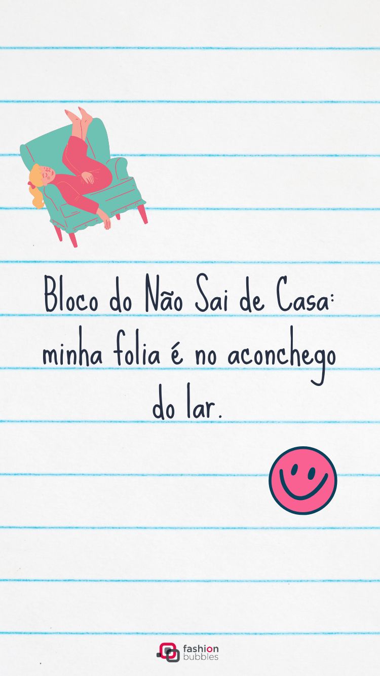 Status anti-folia escrito em folha com pngs de smile  garota sentada em poltrona
