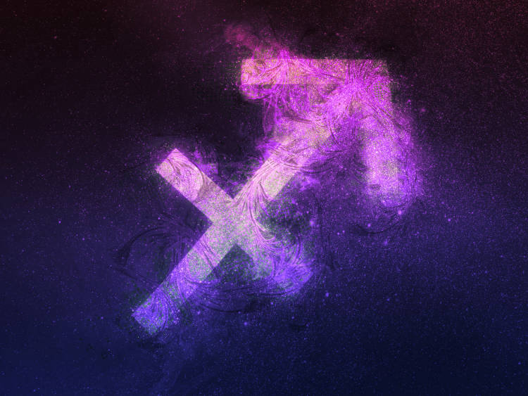 Ilustração de Universo com o símbolo do signo Sagitário