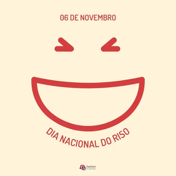 Card de fundo bege com emoji sorrindoo e "06 de novembro - Dia Nacional do Riso"