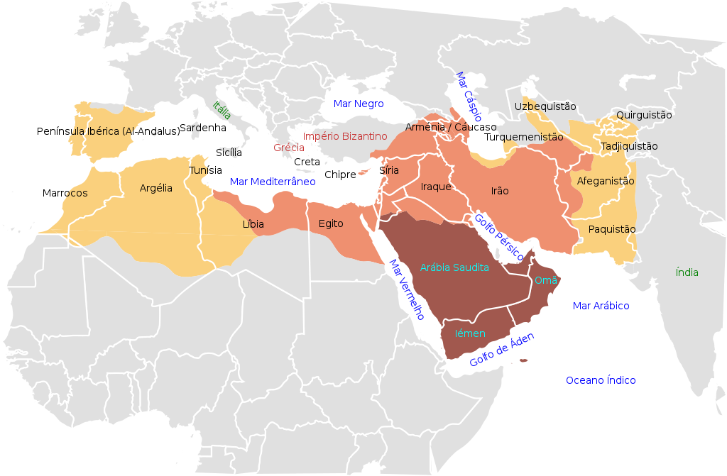 Mapa da expansão do califado. Mapa da expansão do califado.