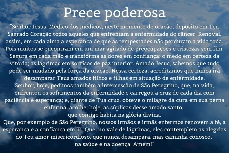 prece para câncer sobre foto de céu azul