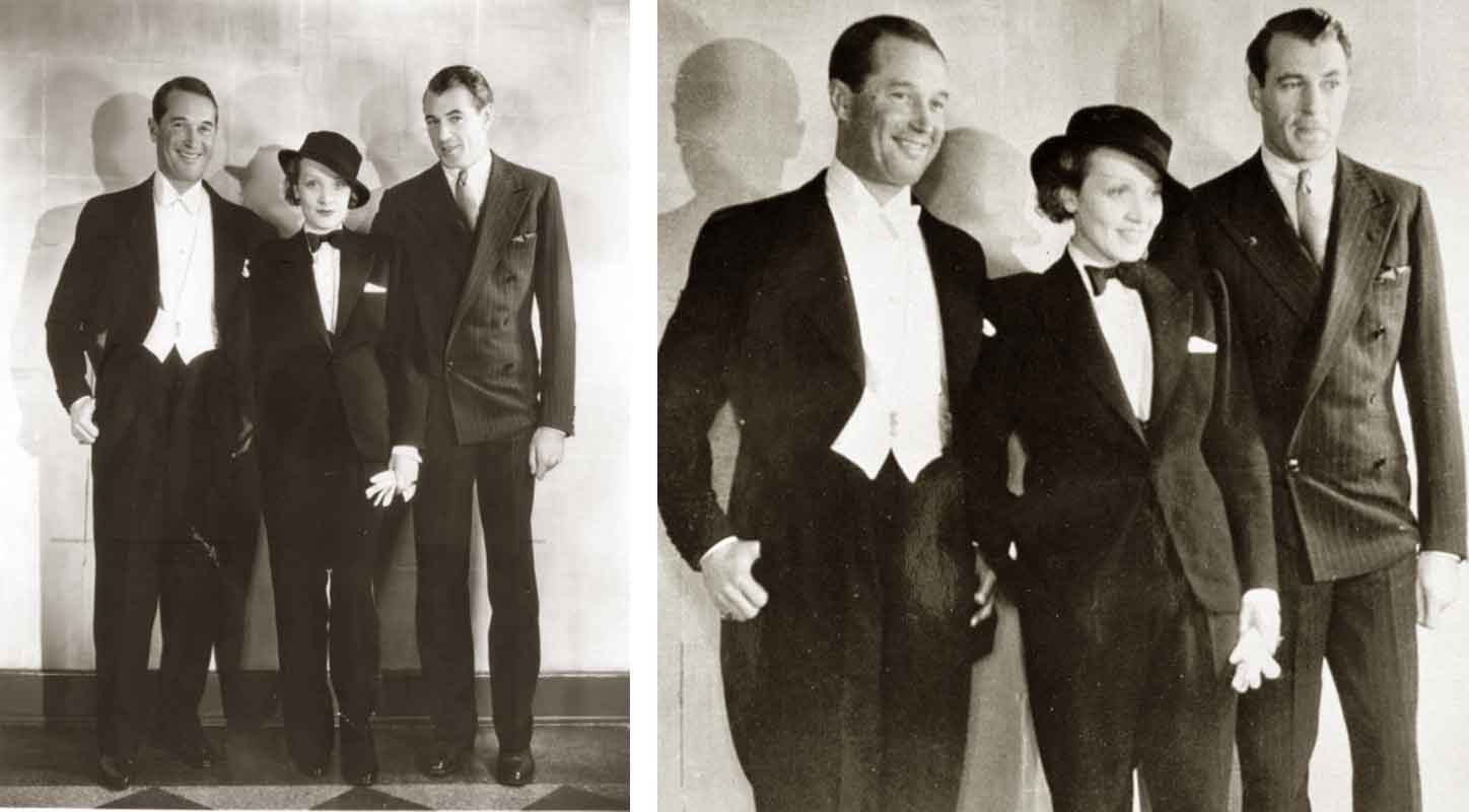 Marlene Dietrich vestida com terninho feminino no lançamento do filme "Sign of the Cross" em 1932. 